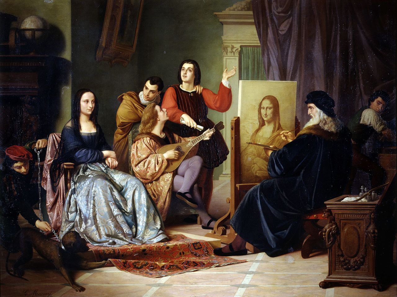 Leonardo da Vinci pintando a Gioconda, por Cesare Maccari