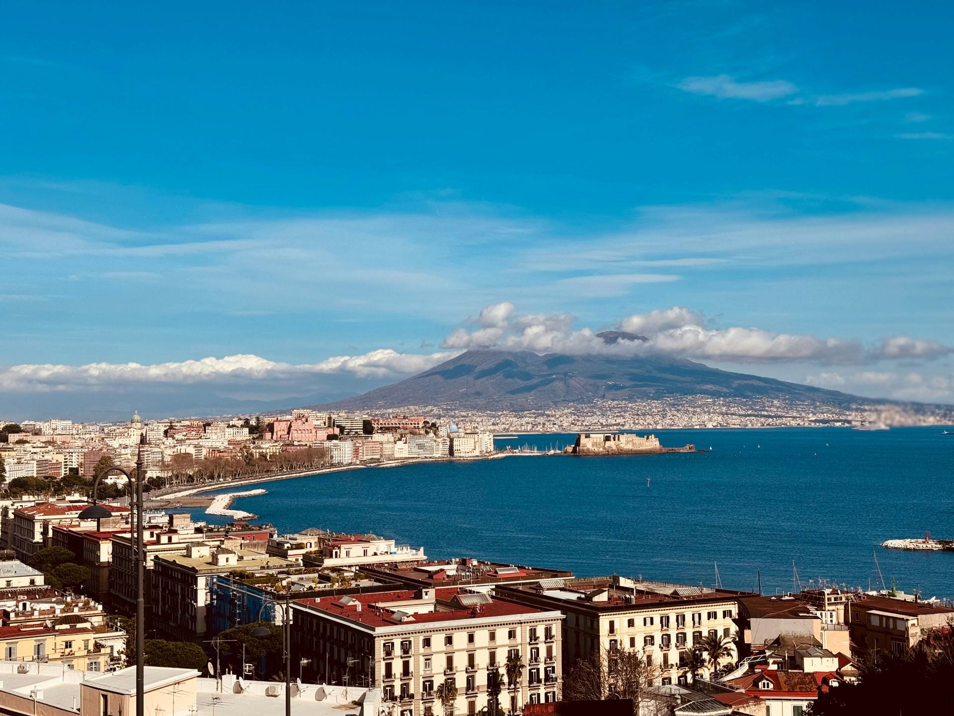 Panoramic view of Naples with the Gulf and Mount Vesuvius in the background