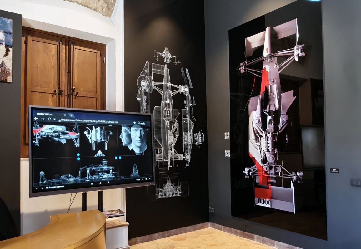 Exposição tecnológica com modelos 3D de carros de F1 no Museu ASTRO